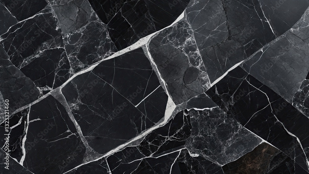 Aufkleber black marble background with intricate gray veining and natural stone pattern showcasing a polished 