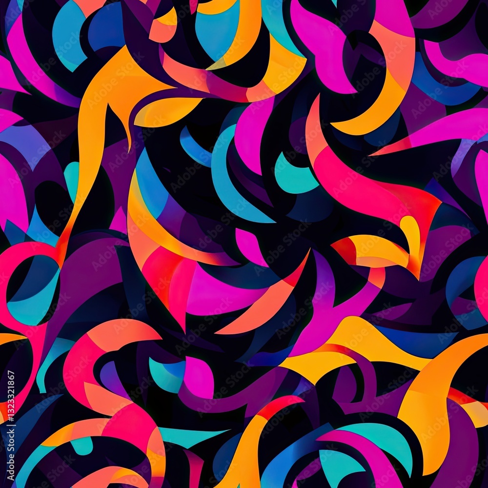 Poster abstract scrollwork seamless pattern jagged edgy elements design