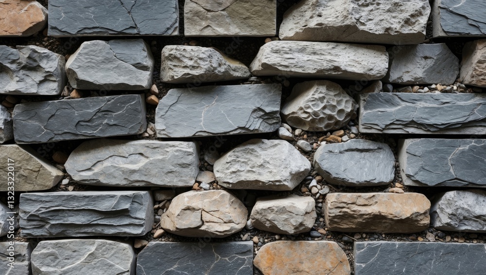Aufkleber natural slate stone wall texture featuring a blend of dark and light gray tones with varied stone sh