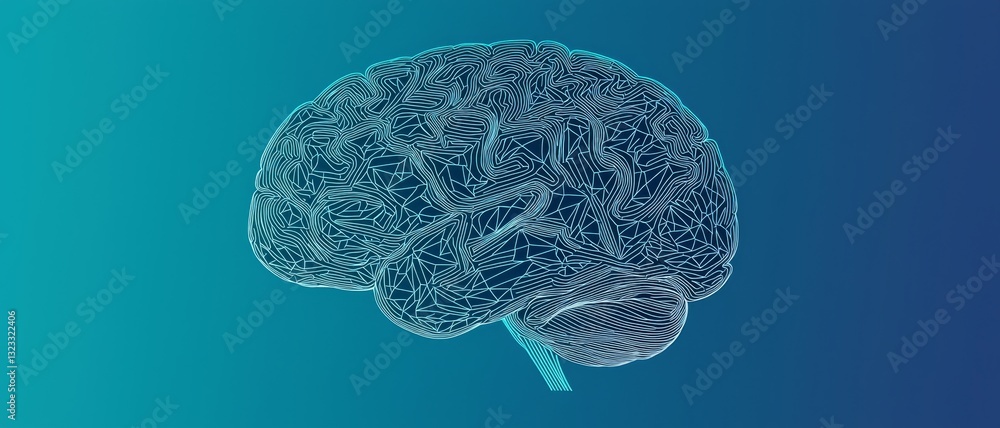 Poster networking with entrepreneurship growth mindset concept. digital illustration of a brain with a netw