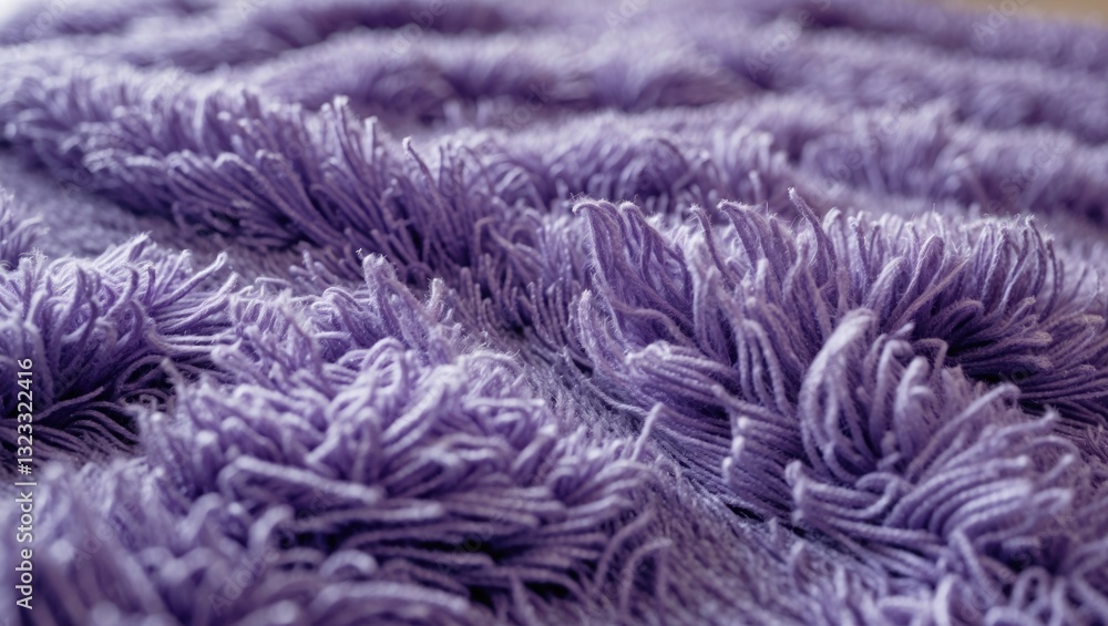 Poster vibrant violet shag carpet texture with plush fibers prominently displayed in a close-up view highli