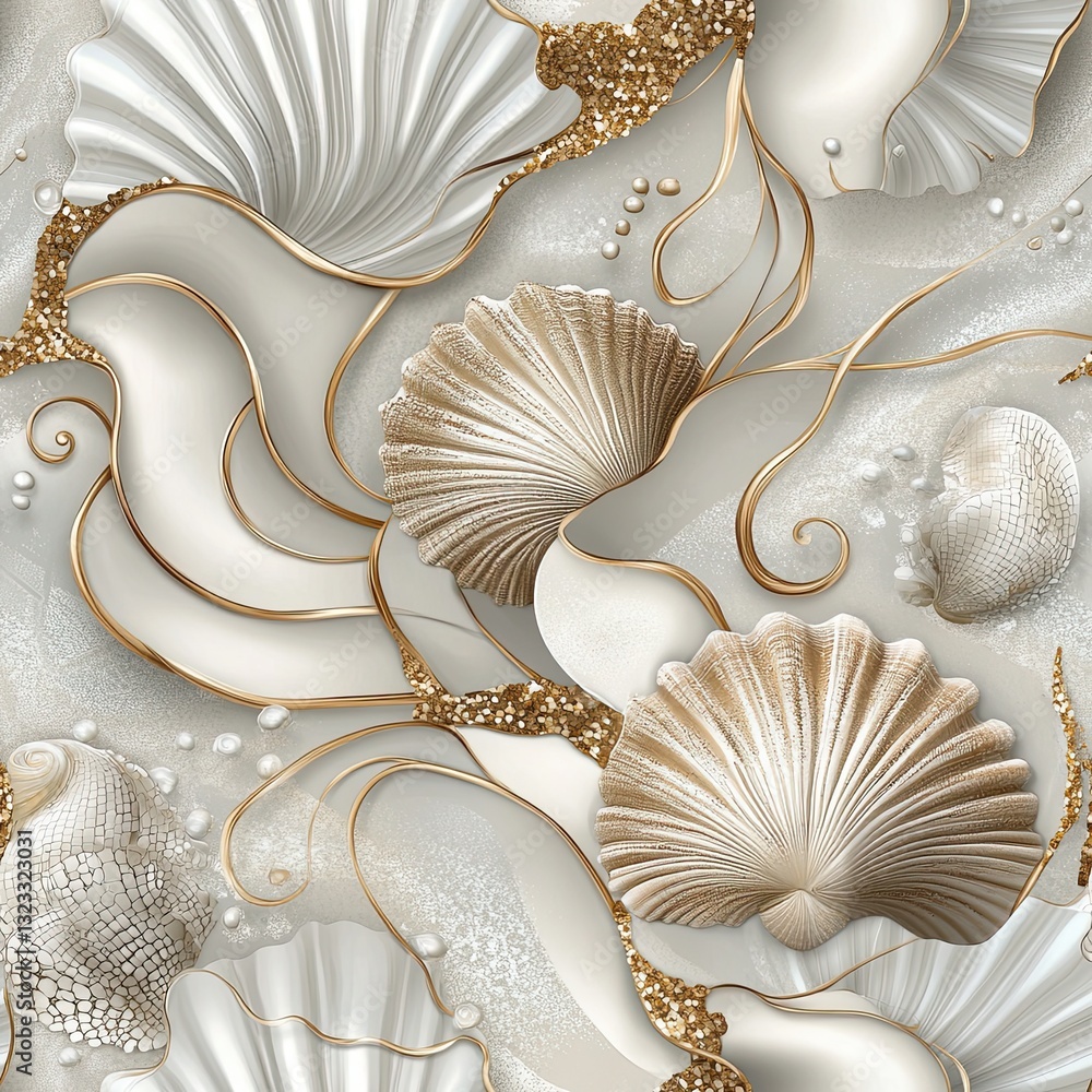 Poster abstract seashells seamless pattern layered textures for design projects