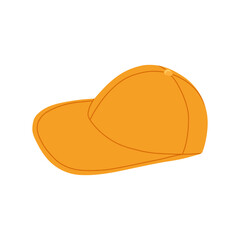 Yellow baseball vector art. Hand drawn illustration of simple cap. Side view. Isolated print on white background for sticker, web