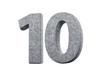 Concrete Number Ten 10 Digit Made Of Grey Concrete Stone 3d Illustration