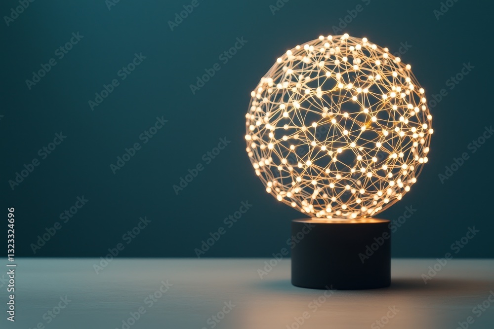 Poster determination of entrepreneurship growth mindset concept. illuminated spherical lamp with intricate 