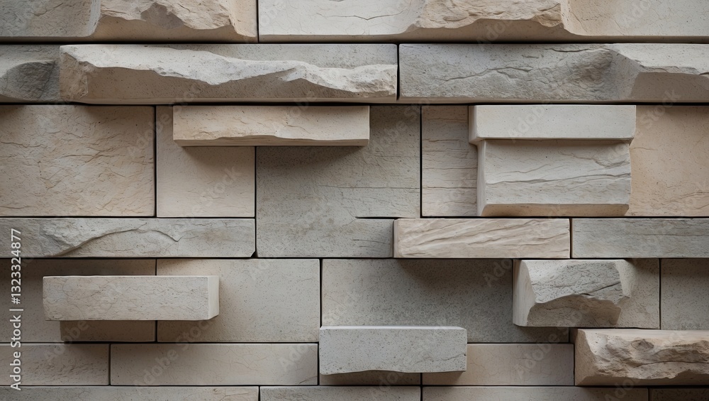 Poster calming abstract stone wall with soft beige and gray tones arranged in a contemporary design with su