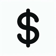 Obraz premium Bold Black Dollar Simple Symbol on White