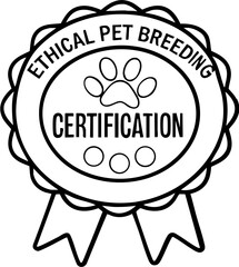 Ethical pet breeding certification badge with a paw print design.
