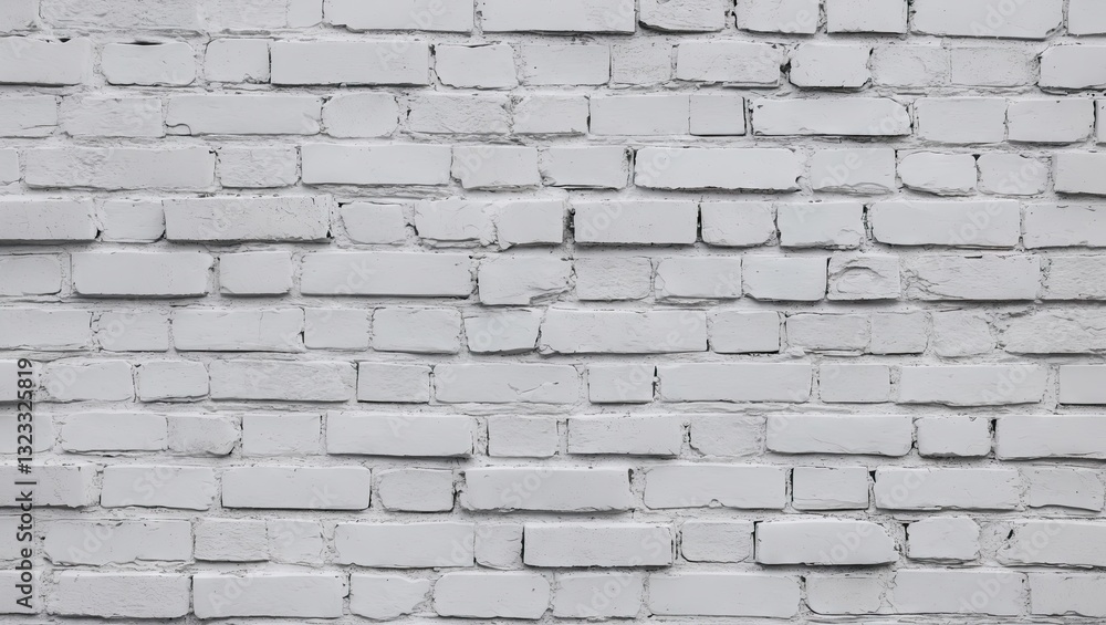 Poster textured white brick wall background with unevenly laid bricks creating a rustic and minimalistic lo