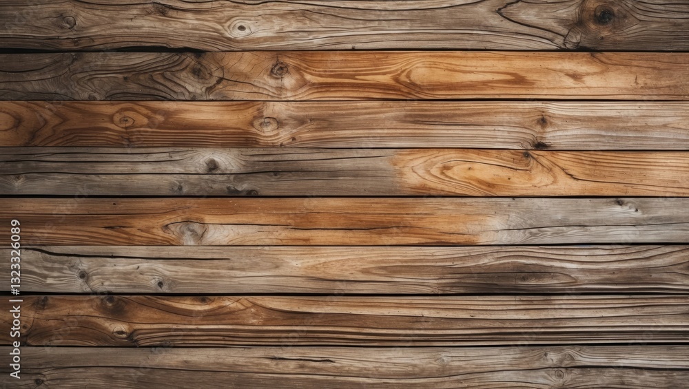 Poster textured wooden planks background in warm brown tones with varied grain patterns arranged horizontal