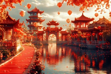 chinese lanterns at night