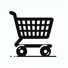 Shopping Cart Icon Bold Black  White Simplicity
