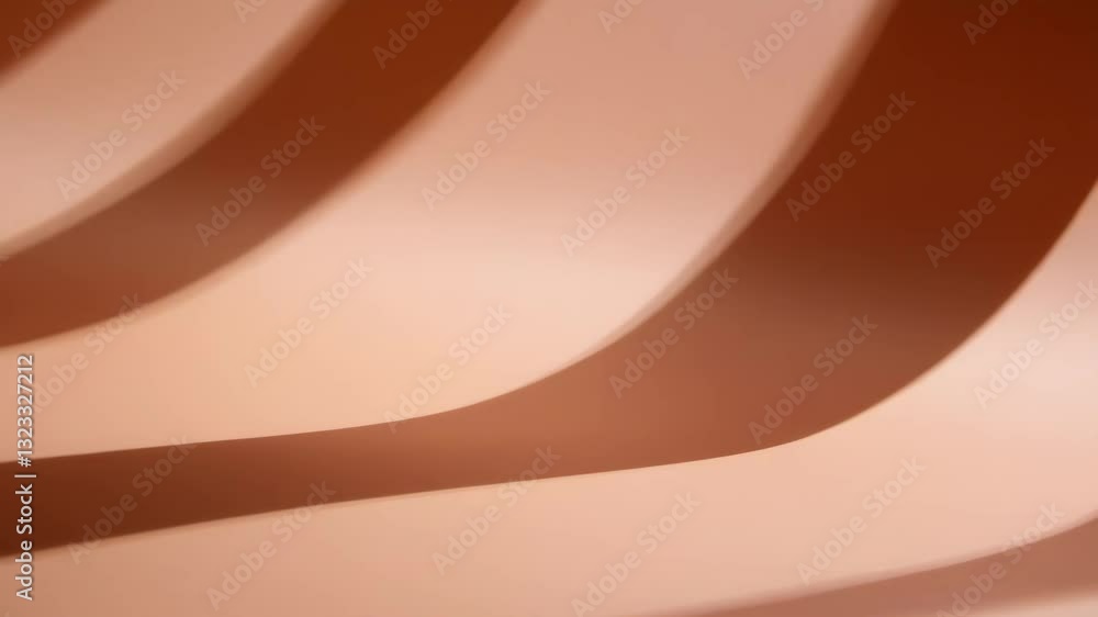 Poster abstract curved lines on peachy background. shadow play on textured surface. minimal design for wall
