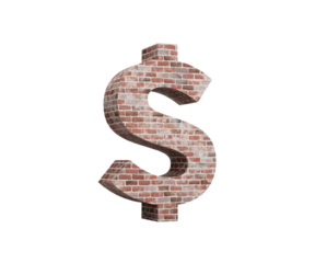 United States Dollar Currency Sign Made Of Red Bricks With A Wall Like Texture 3D Illustration
