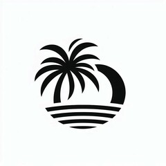 Minimalist Palm Tree Sunset Icon