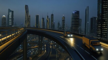Fototapeta premium A futuristic smart highway designed for seamless logistics transportation and deliveries