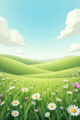Blooming Daisy Meadow Landscape
