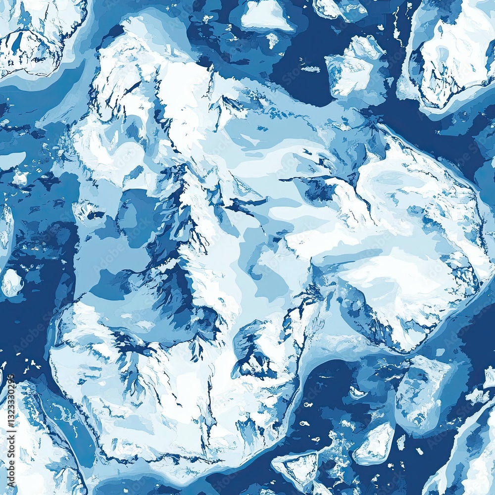 Poster artistic seamless pattern polar ice caps map design for textile and web