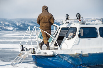 Lake Baikal. Hovercraft for transporting tourists around Lake Baikal.