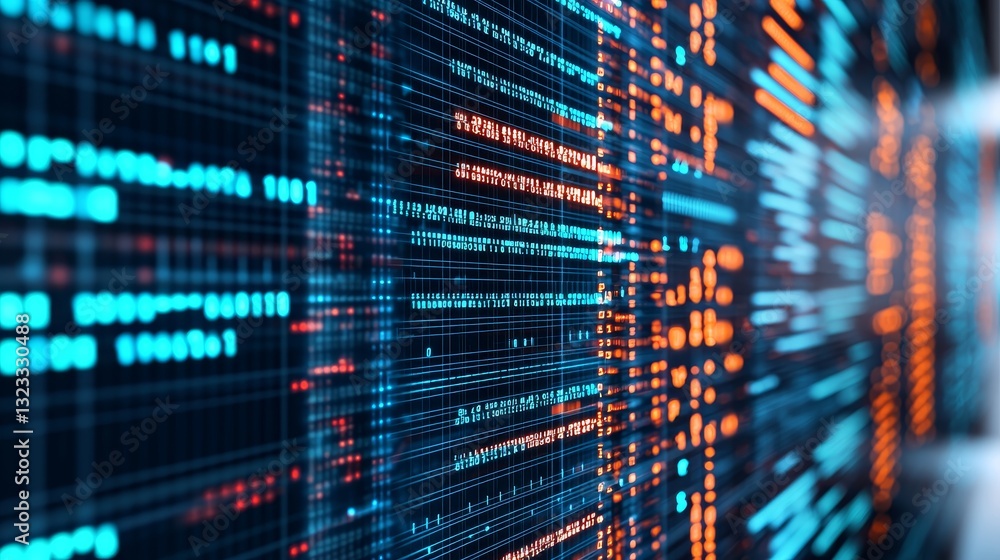 Aufkleber digital literacy and technology analysis concept. abstract digital data visualization with vibrant b