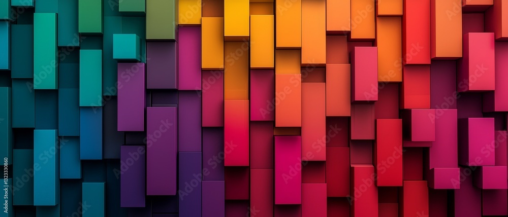 Poster psychology of brand identity corporate concept. vibrant abstract background with colorful 3d blocks 