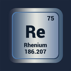Renium Re. Number Seventy Five. Mass 186.21 detail. Vector Background.