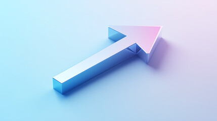 3D Metallic Arrow Pointing Up on Futuristic Gradient Background
