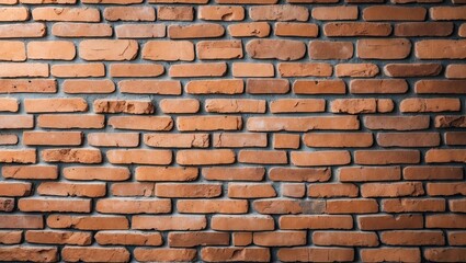 Fototapeta premium Textured contemporary brick wall in light brown tones, featuring varied brick shapes and sizes arranged uniformly against a neutral background.