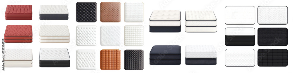 Poster assortment of various geometric textured cubes squares and blocks in different colors and materials 
