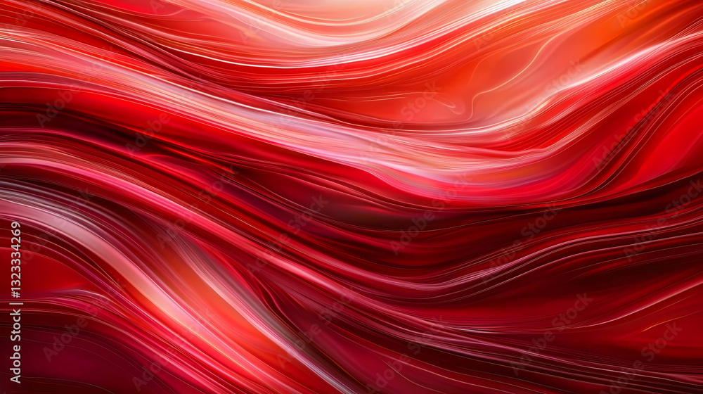 Poster abstract red wavy light streaks against dark backdrop dynamic design with flare and modern style