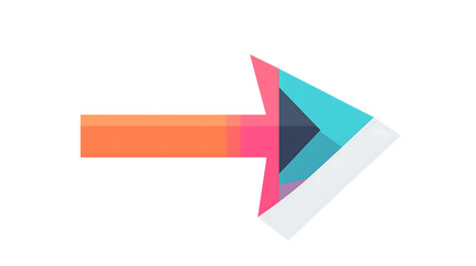 Colorful Geometric Arrow Symbol on Transparent Background