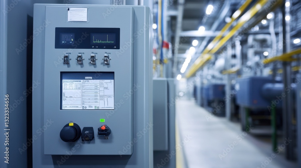 Poster a high-tech energy monitoring system optimizing factory power consumption