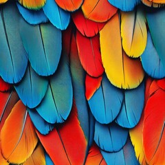 Fototapeta premium Vibrant feather patterns in a seamless design colorful artwork studio environment artistic viewpoint