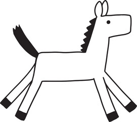 かわいい馬の線画　シンプルイラスト