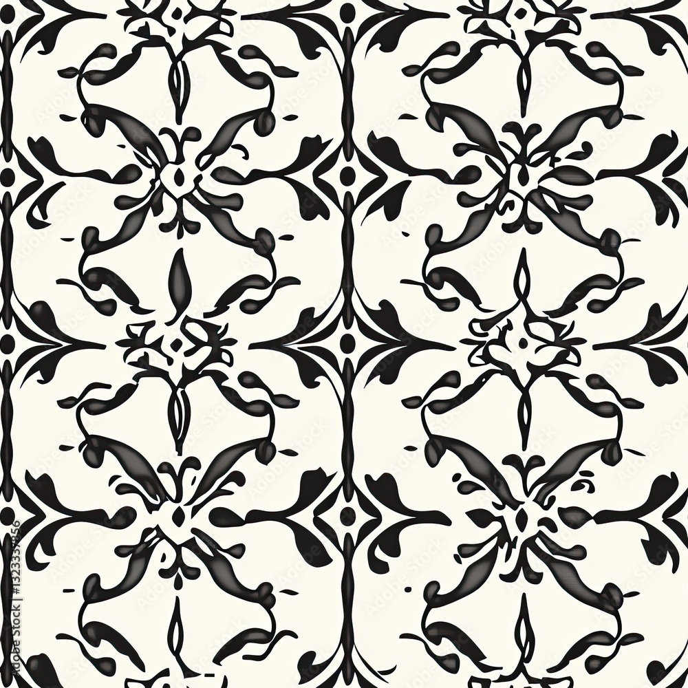 Poster artistic scrollwork minimalist lines seamless pattern design for modern projects