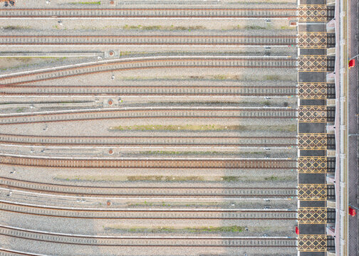 Aerial View of Metro Train Maintenance Yard and Tracks