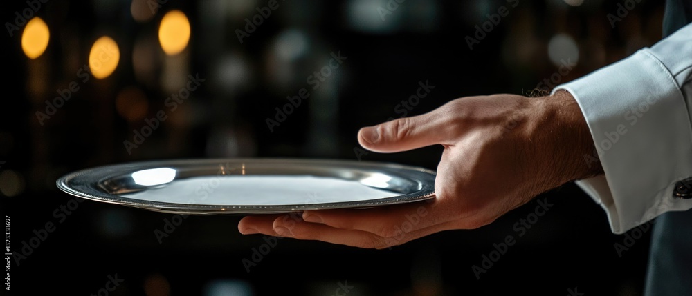 Poster a person holds a plate with a lit candle, great for various settings and uses