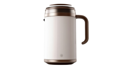 A milk frother with a compact design isolated on a transparent background.