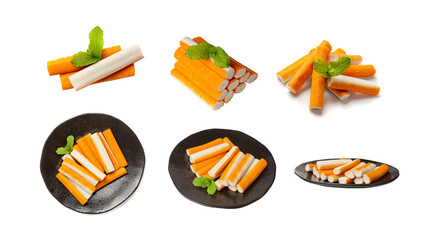 Crab Stick Isolated, Orange Crabstick Closeup, Crabmeat Food, Crabmeat Fish Sticks, Crab Sticks © ange1011