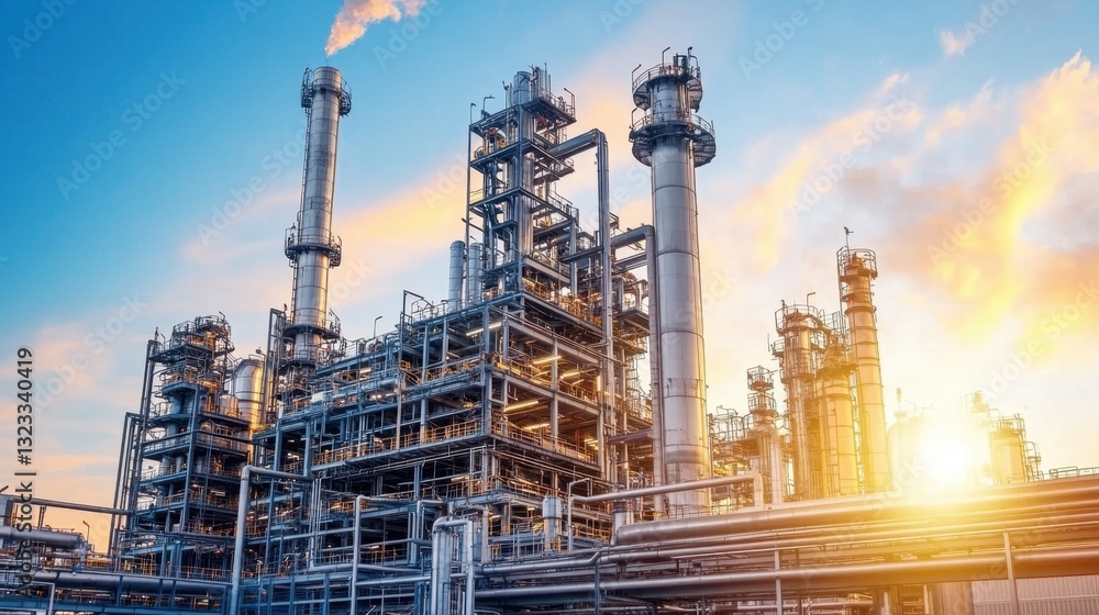Poster a large industrial plant optimizing energy efficiency with ai-powered predictive analytics