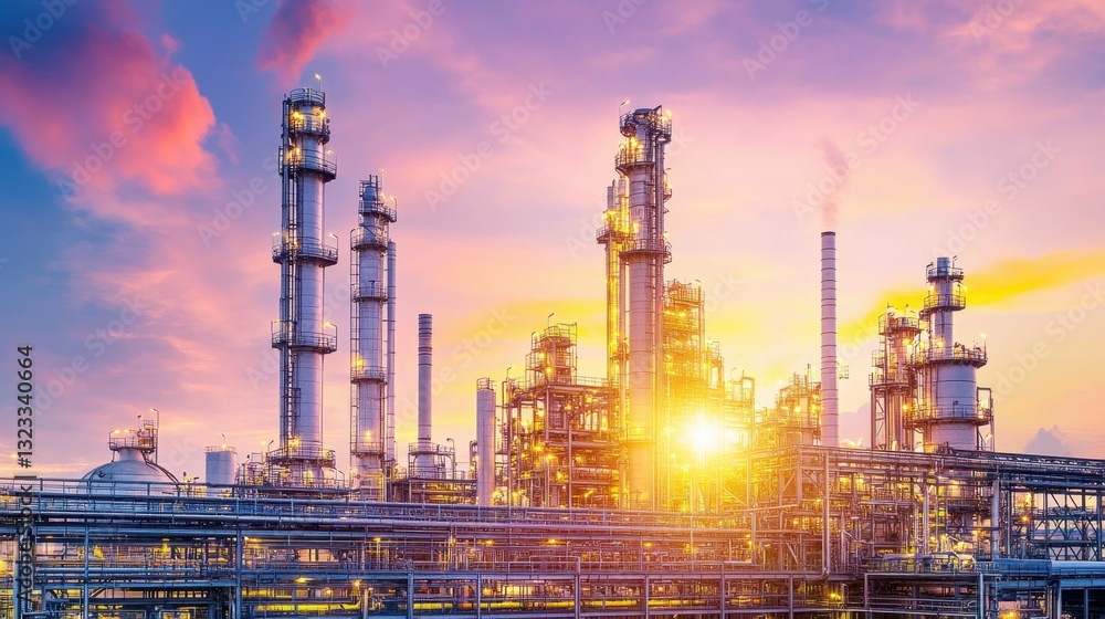 Poster a large industrial plant optimizing energy efficiency with ai-powered predictive analytics
