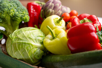 Closeup photo of farm grown organic vegetables.