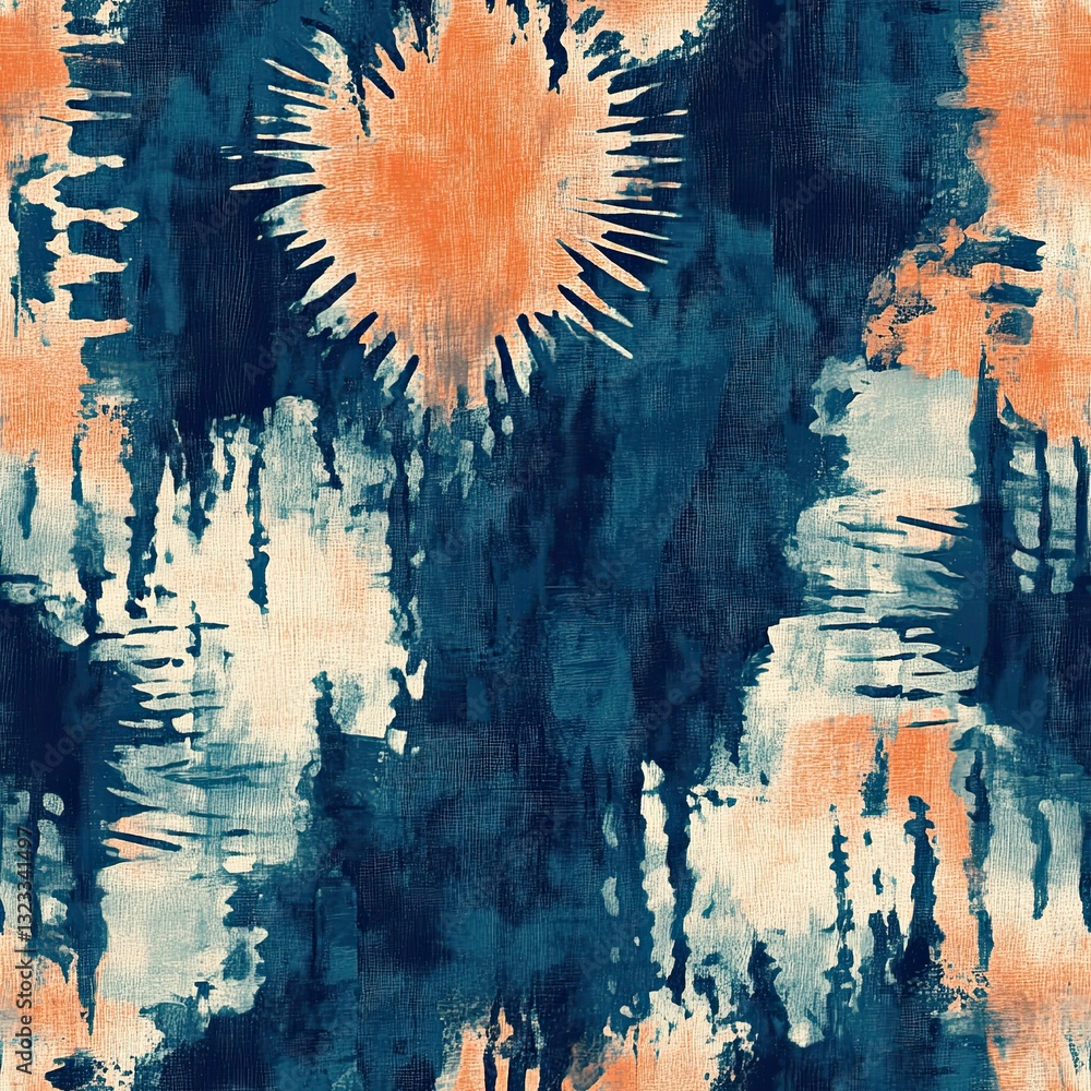 Poster artistic shibori pattern seamless design with textured layers and mixed colors