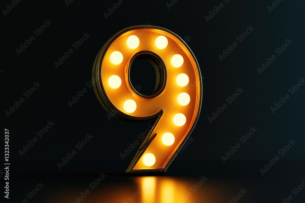 Leinwandbilder a bright led display showing the number nine on a table surface