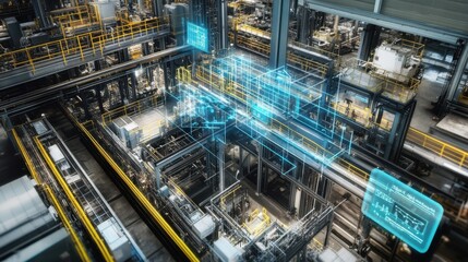 Fototapeta premium A manufacturing plant implementing AI-driven predictive safety analytics