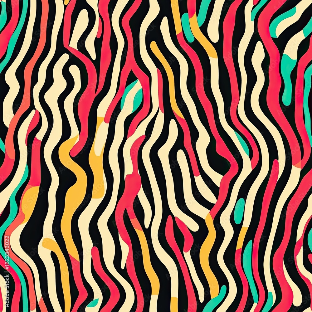 Poster bold reticulated lines contrasting colors seamless pattern design for fashion branding and web