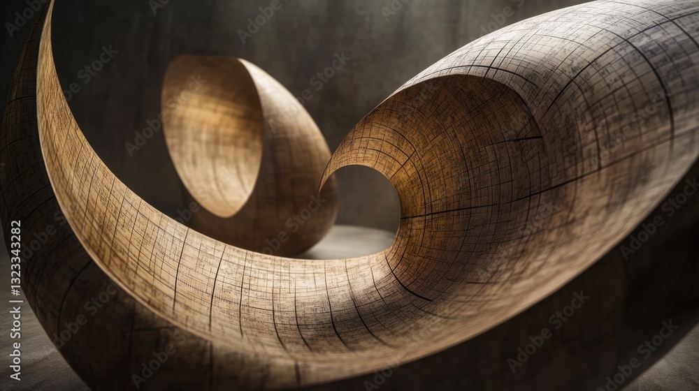 Poster a close-up view of a wooden sculpture placed on a table, ideal for use in interior design or art-rel