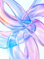 Fototapeta premium Abstract, colorful, flowing, translucent shapes. Intertwined, liquid-like forms in pastel shades of pink and blue