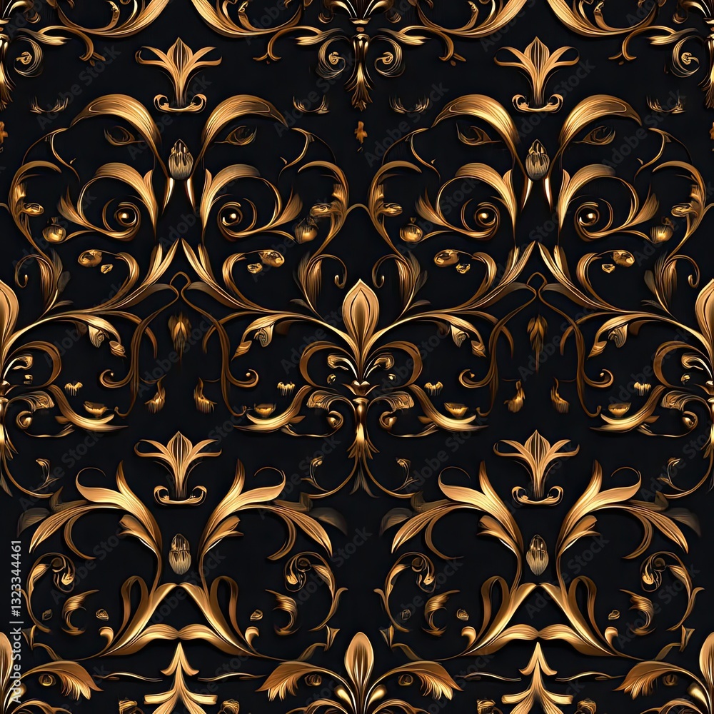 Poster bold scrollwork seamless pattern dark background design for luxury branding