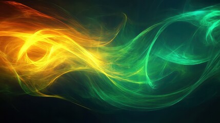 Fototapeta premium Abstract green and yellow flowing energy. Ideal for backgrounds, websites, or presentations needing a vibrant, dynamic feel.